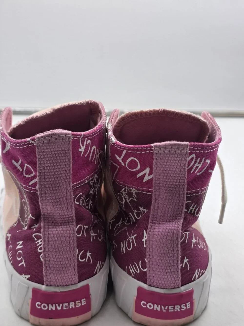 Converse Not A Chuck Shoes Kids Size 7 Pink Canvas High Top Sneakers 272574C